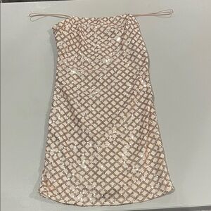 PrettyLittleThing Beige and Bronze Sequin Dress